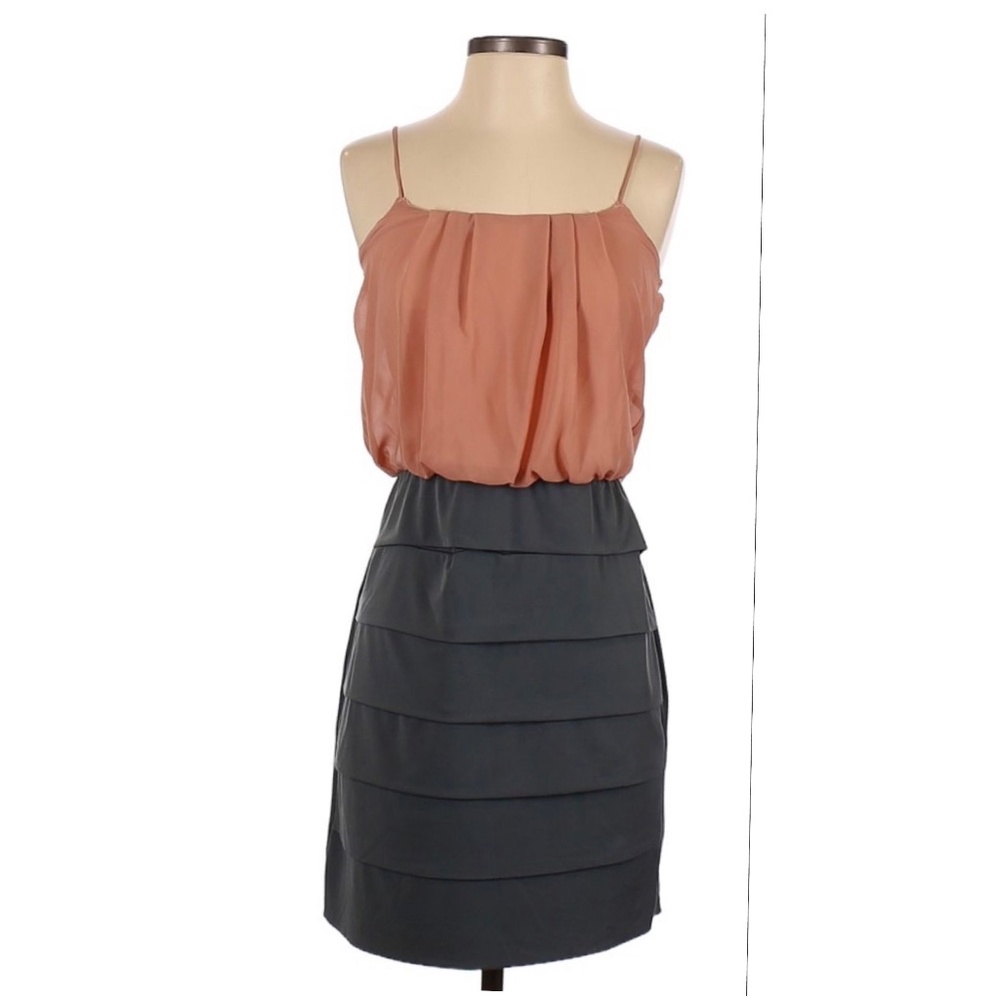 Blush / nude and gray sleeveless mini dress